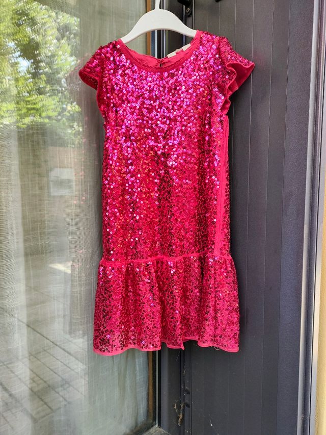 Vestito paillettes fucsia bimba 4-5 anni