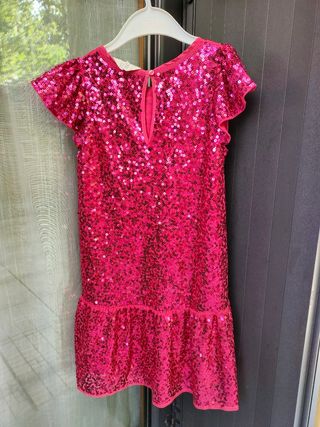 Vestito paillettes fucsia bimba 4-5 anni