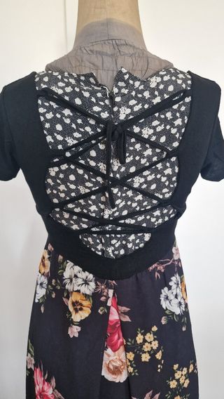 Vestito lungo floreale nero