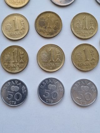 Lote de 19 monedas del Mundial 82. Pesetas. Juan C