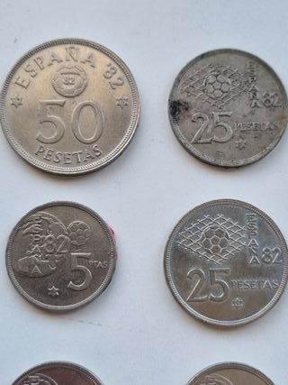 Lote de 19 monedas del Mundial 82. Pesetas. Juan C