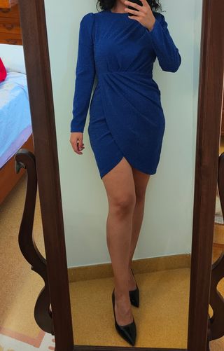 Vestito corto blu elettrico lurex