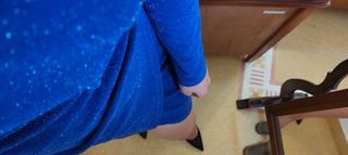 Vestito corto blu elettrico lurex