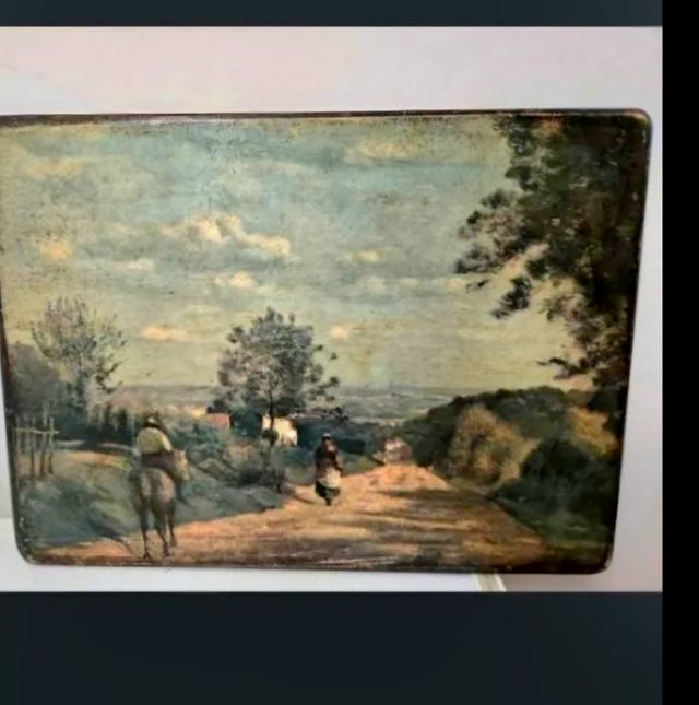 Cuadro antiguo paisaje campestre