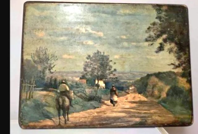 Cuadro antiguo paisaje campestre