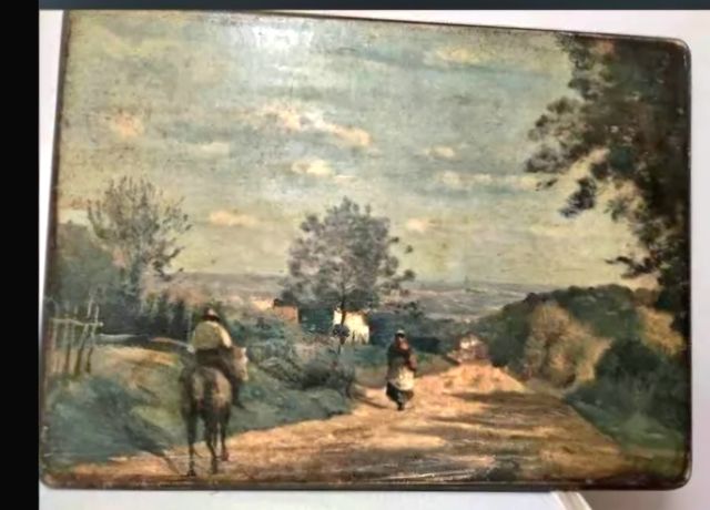 Cuadro antiguo paisaje campestre