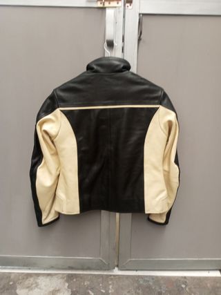 Cazadora cuero moto mujer bicolor