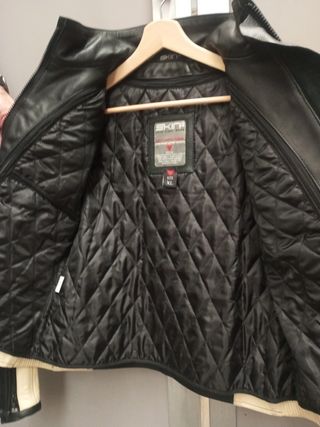 Cazadora cuero moto mujer bicolor