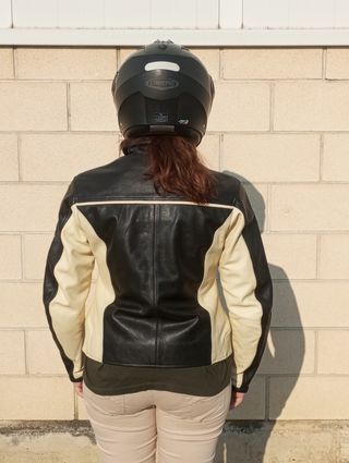 Cazadora cuero moto mujer bicolor