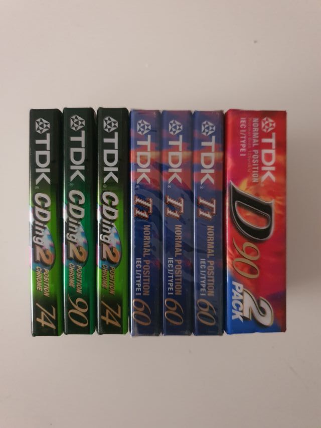 Cassettes TDK precintadas T1, CDing2 y D90