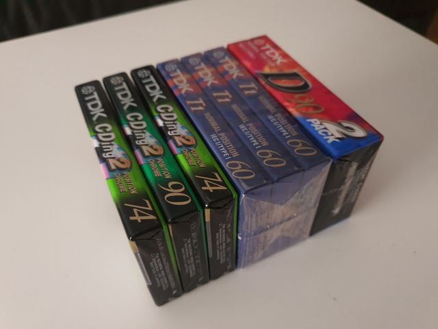 Cassettes TDK precintadas T1, CDing2 y D90