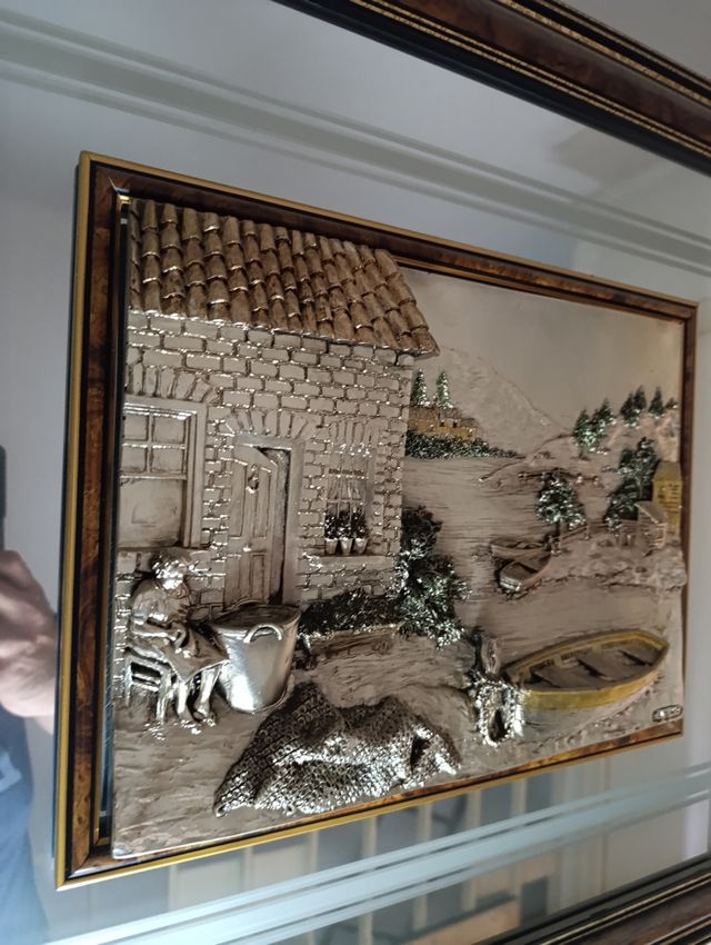 Cuadro decorativo relieve plata