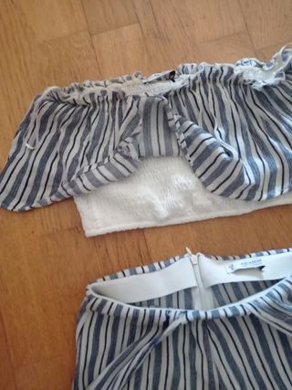 Conjunto Pull&Bear rayas azul blanco - T-S
