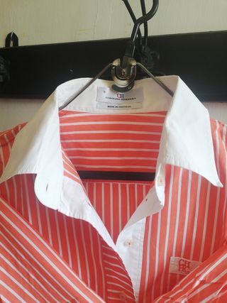 Camisa Carolina Herrera rayas naranja M
