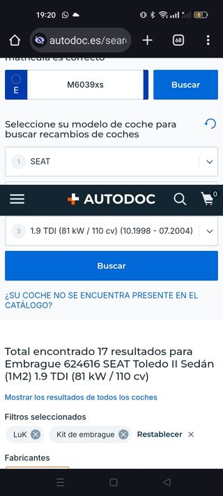 Embrague Valeo 621063300 - Toledo Golf vento jetta