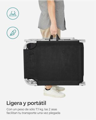 Tumbona playa piscina Plegable Negra - 193cm