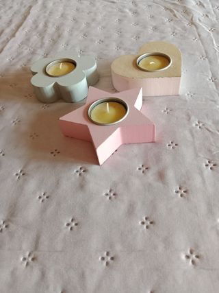 3 Portavelas madera - Decoración