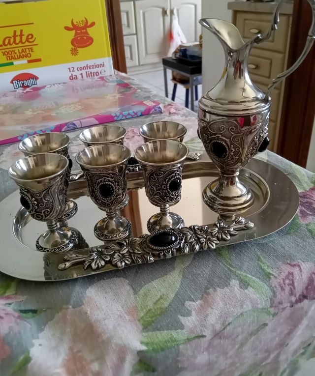 Set bicchieri vino vintage metallo vintage