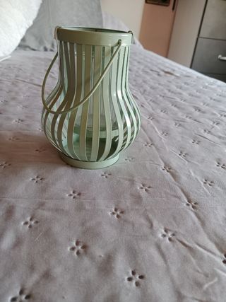 Farol portavelas verde metal