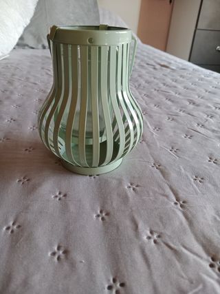 Farol portavelas verde metal