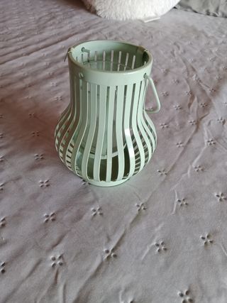 Farol portavelas verde metal