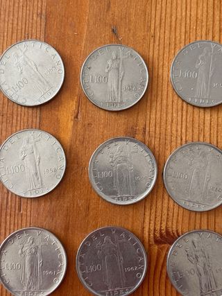 10 Lire Vaticano 1955-1965 serie completa