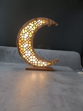 Lampada Luna in Legno, con luci illuminante