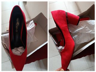 Salones rojos tacón bloque