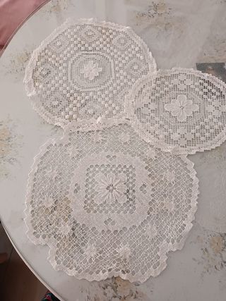 3 Manteles Encaje Blanco - Napperon