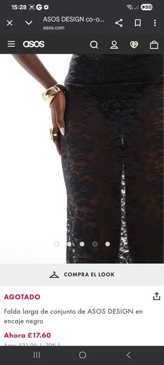 Falda larga ASOS DESIGN negra