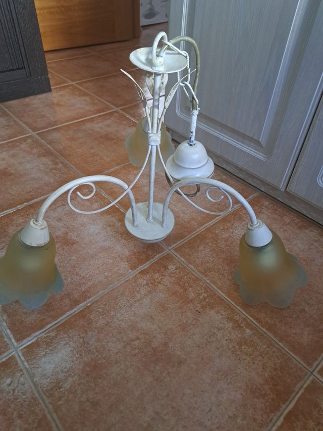 2 lámparas techo beige/blanco