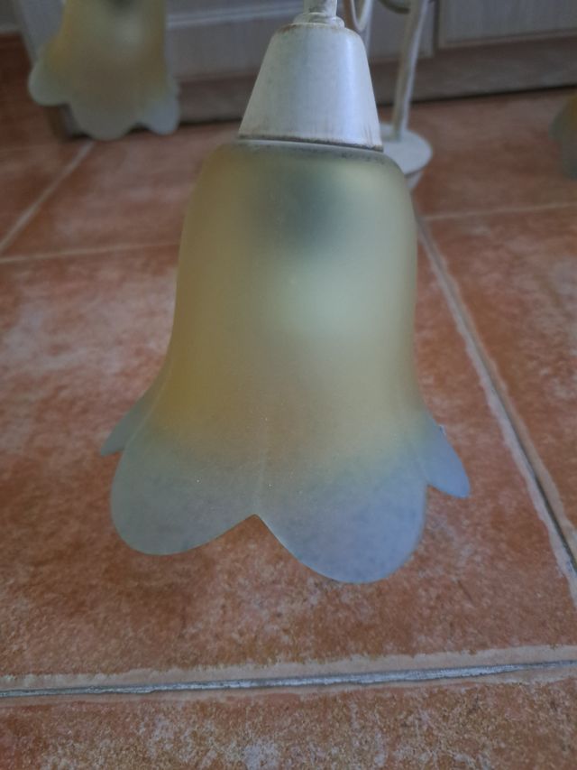 2 lámparas techo beige/blanco