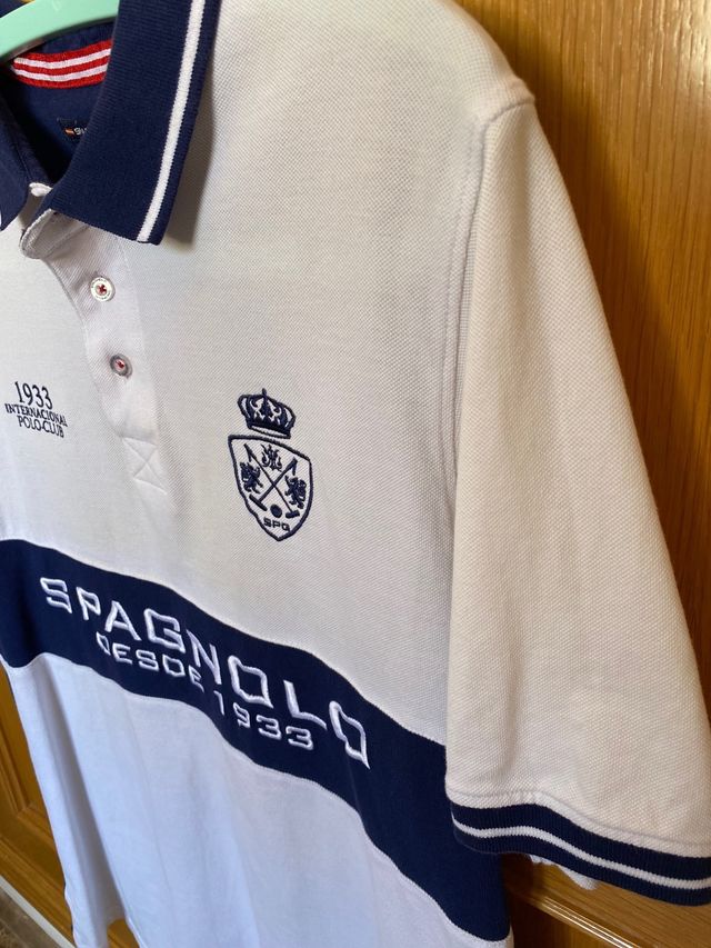 Polo Spagnolo - Blanco y Azul Marino