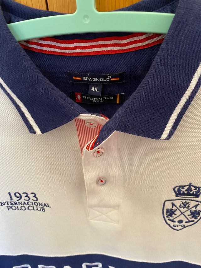 Polo Spagnolo - Blanco y Azul Marino