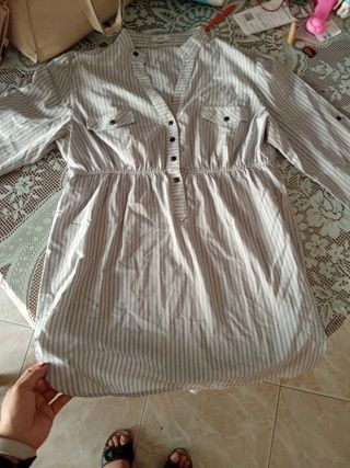 Camisa  premamá Festa rayas beige XL 46