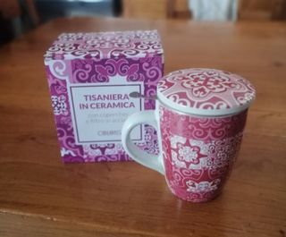 Tisaniera Ceramica Rosa con Filtro