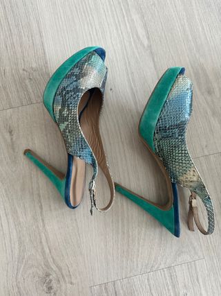 Sandalias TEJUS PIEL  Y ANTE azul-verde T 39
