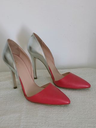 Décolleté rosso corallo e argento