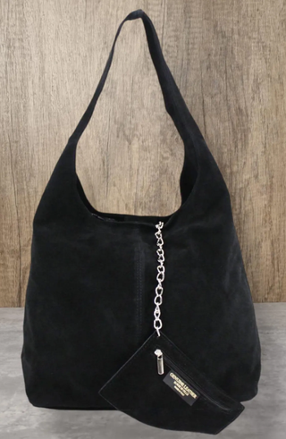 Borsa nera scamosciata
