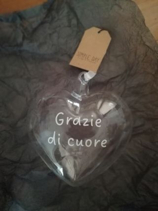 Decoro cuore vetro soffiato
