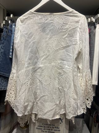 Blusa blanca encaje boho - Talla única