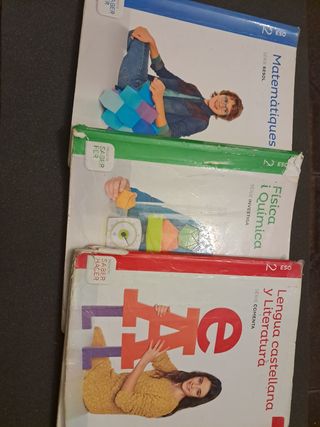Libros física y química, matemáticas y castellano