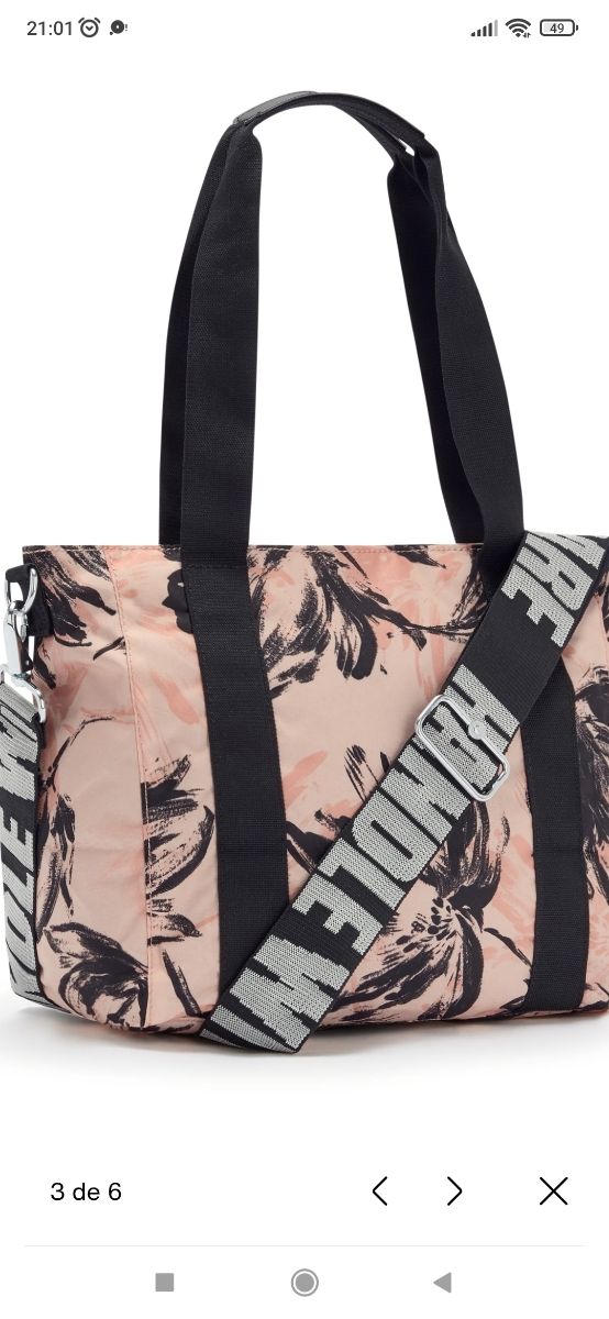 Bolso Kipling rosa y negro nuevo con etiqueta