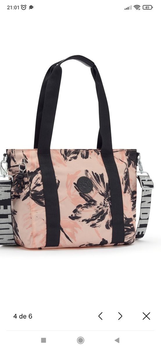 Bolso Kipling rosa y negro nuevo con etiqueta