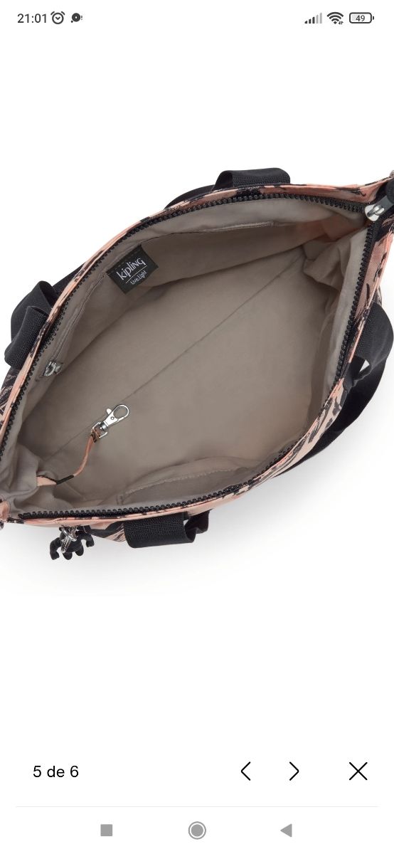 Bolso Kipling rosa y negro nuevo con etiqueta