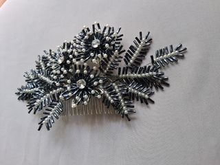 Tocado blanco-negro boda, ceremonia, evento