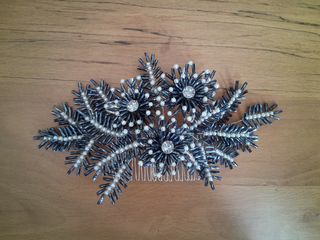 Tocado blanco-negro boda, ceremonia, evento