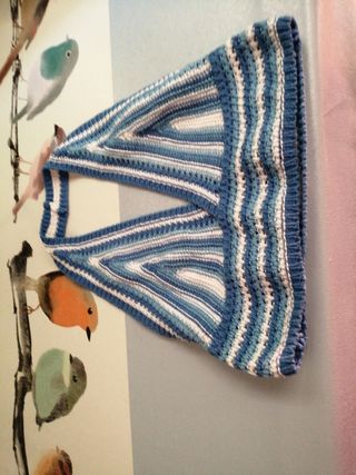 Top crochet azul y blanco