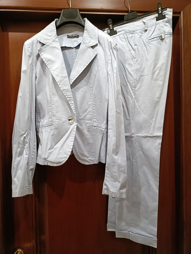 Tailleur celeste donna in cotone