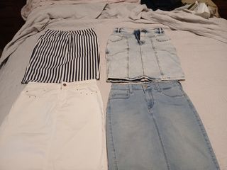 4 Faldas Mujer T-36: Azul, Blanco